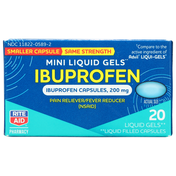 Digestive Health Rite Aid Ibuprofen, 20 Mini Liquid Gels hero