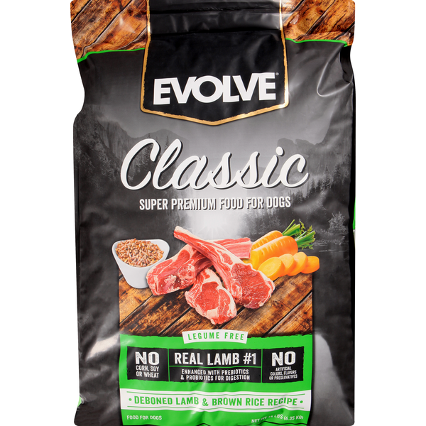 Cat Food & Care EVOLVE Food for Dogs, Super Premium, Deboned Lamb & Brown Rice Recipe hero