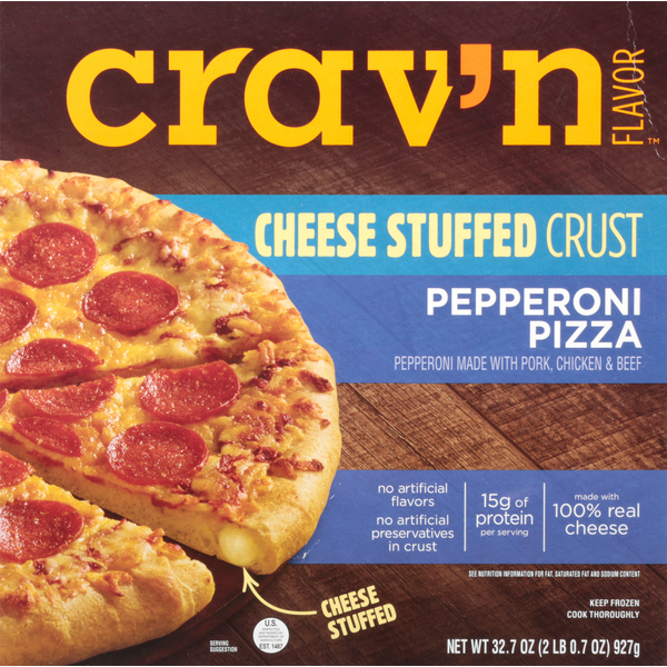 Frozen Pizza Crav'n Flavor Pizza, Cheese Stuffed Crust, Pepperoni hero