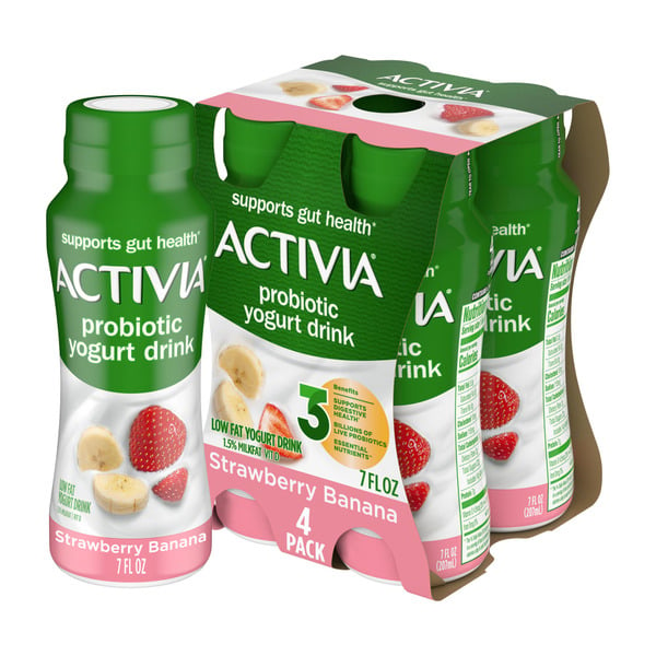 Yogurt Activia Strawberry Banana Lowfat, Probiotic Yogurt Drinks hero