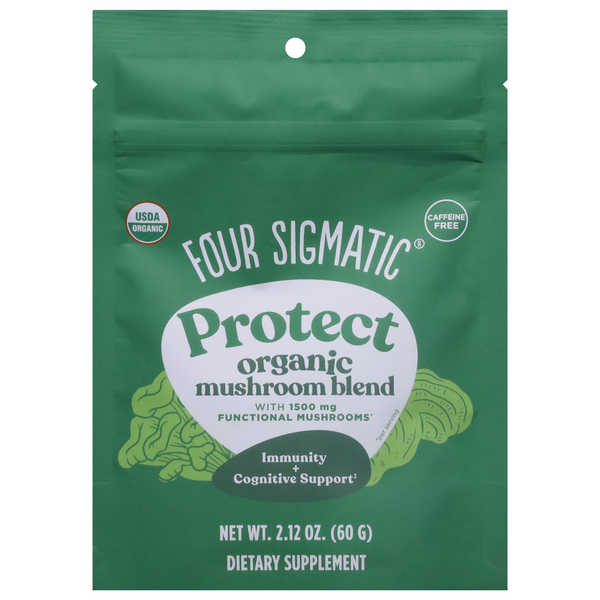 Vitamins & Supplements Four Sigmatic Mushroom Blend, Caffeine Free, Organic, 1500 mg, Protect hero