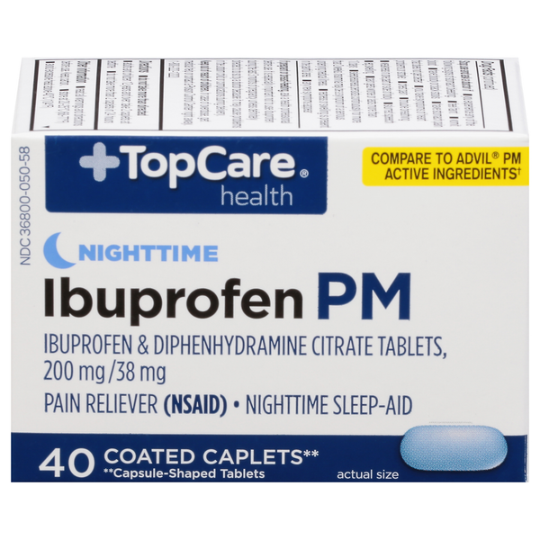 Muscles, Joints & Pain Relief TopCare Ibuprofen PM, Nighttime, Coated Caplets hero