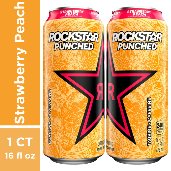 Energy & Sports Drinks Rockstar Energy Drink, Strawberry Peach hero