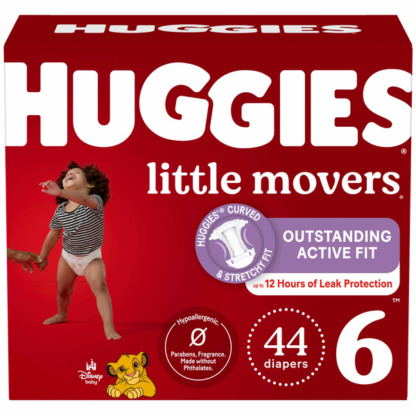 Huggies Little Movers Baby Diapers, Size 6 (35+ lbs) hero