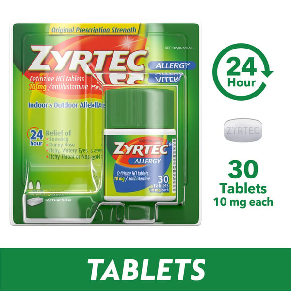 Cold, Flu & Allergy ZYRTEC 24 Hour Allergy Relief Tablets with Cetirizine HCl hero