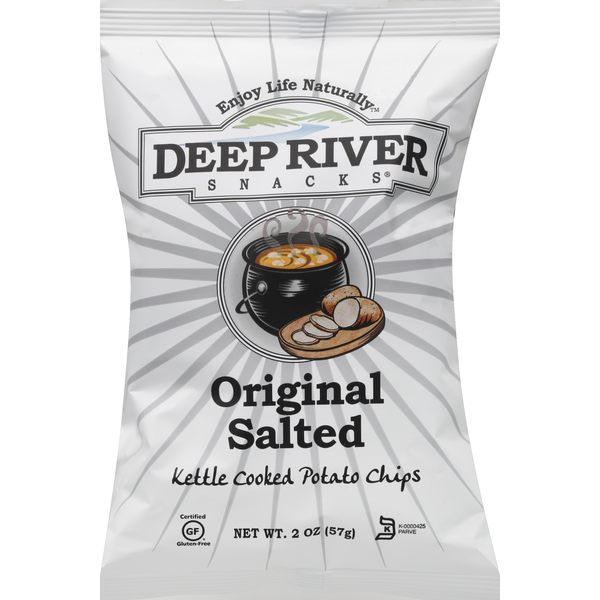 Deli Dips, Spreads, Snacks Deep River Snacks Potato Chips, Kettle Cooked, Original Salted hero