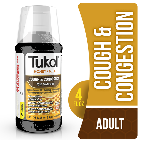 Cold, Flu & Allergy Tukol Adult, Honey Cough Syrup, Soothing Cold & Cough Relief hero