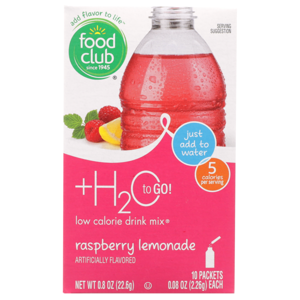 Cocoa & Drink Mixes Food Club +H2O To Go!, Raspberry Lemonade Low Calorie Drink Mix hero