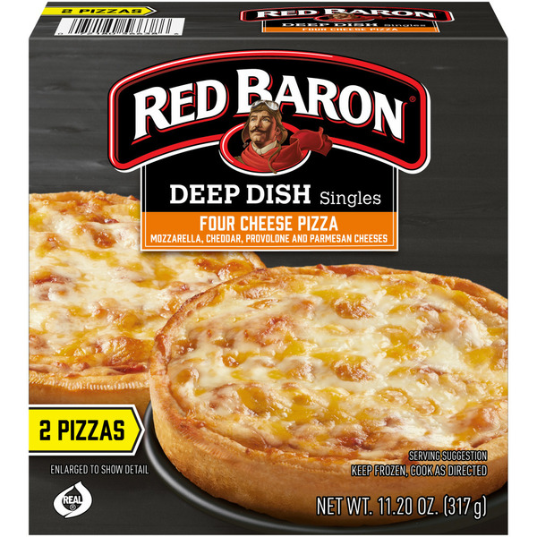 Red Baron Frozen Pizza Deep Dish Singles Four Cheese hero