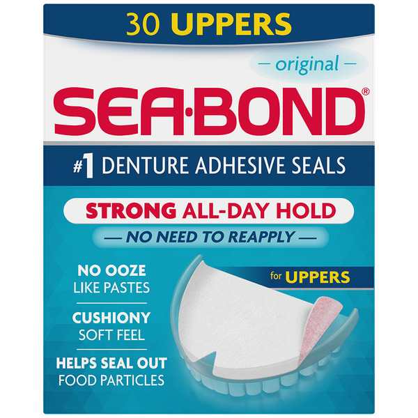 Oral Hygiene Sea-bond Denture Adhesive Seals, Uppers, Original hero