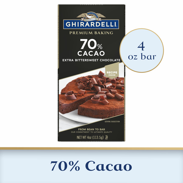 Baking Ingredients Ghirardelli Premium 70% Cacao Extra Bittersweet Chocolate Baking Bar hero