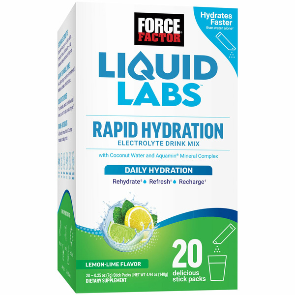 Energy & Endurance Force Factor Electrolyte Drink Mix, Rapid Rehydration, Lemon-Lime Flavor hero