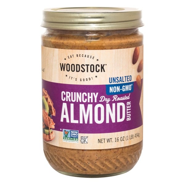 Spreads WOODSTOCK Unsalted Non-GMO Crunchy Dry Roasted Almond Butter hero