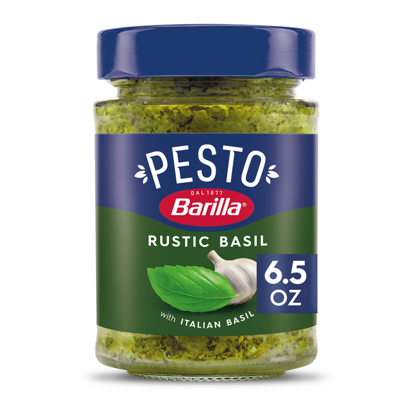 Condiments Barilla Rustic Basil Pesto Sauce - Made with Fragrant Basil & Freshly Grated Cheeses hero