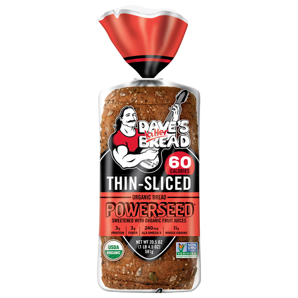 Packaged Bread Dave's Killer Bread Bread, Organic, Thin-Sliced hero