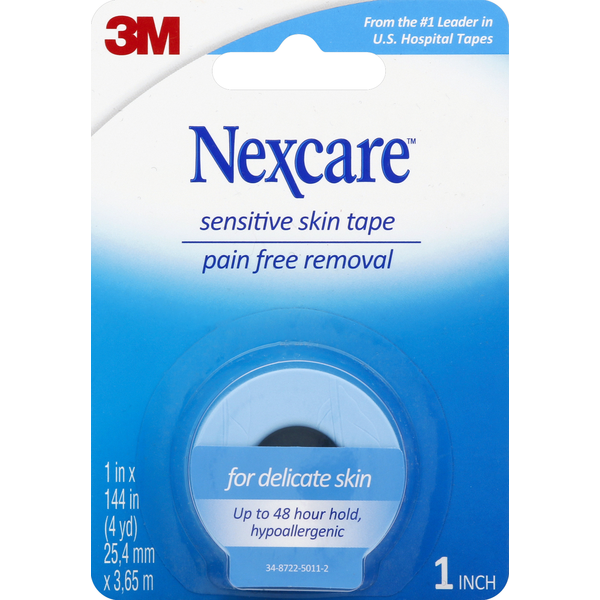 First Aid Nexcare Hospital Tape, Sensitive Skin, 1 inch hero