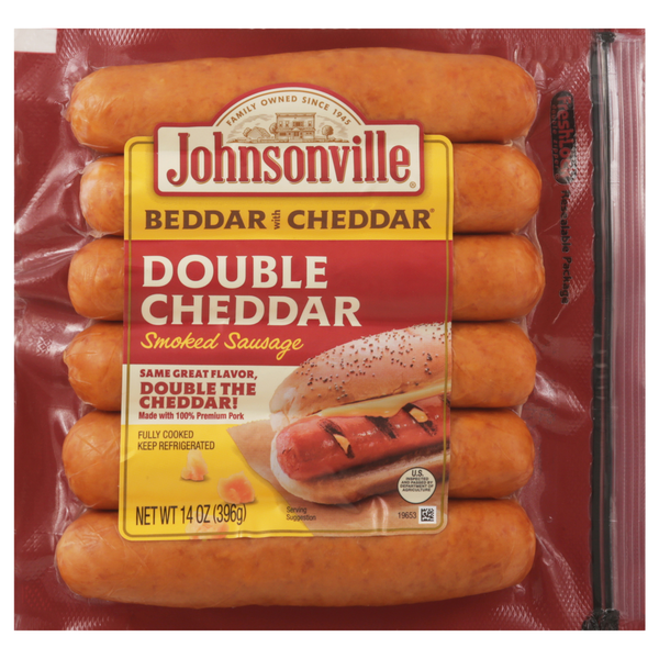 Hot Dogs & Sausage Johnsonville Smoked Sausage, Double Cheddar hero