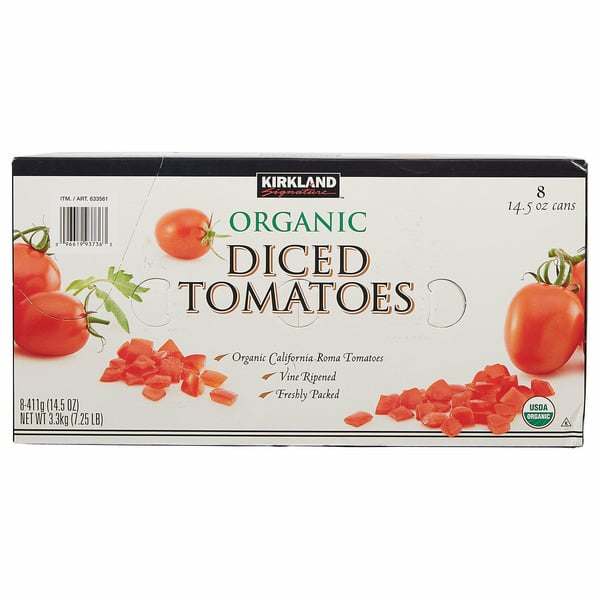 Canned Fruit & Vegetables Kirkland Signature Kirkland Signature, Organic Diced Tomatoes, 14.5 oz, 8-Count hero