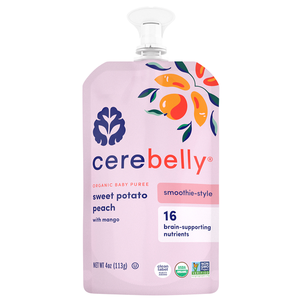 Baby Food & Formula Cerebelly Baby Puree, Organic, Sweet Potato Peach, with Mango, Smoothie-Style hero