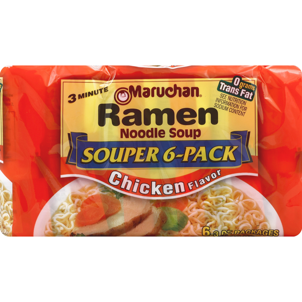 Instant Foods Maruchan Ramen Noodle Soup, Chicken Flavor, Souper 6-Pack hero