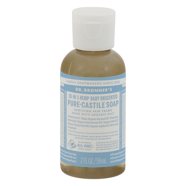 Baby Bath & Body Care Dr. Bronner's Soap, Pure-Castile, Hemp, Baby, Unscented, 18-in-1 hero