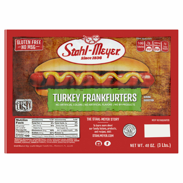 Hot Dogs, Bacon & Sausage Stahl-meyer Turkey Frankfurters hero