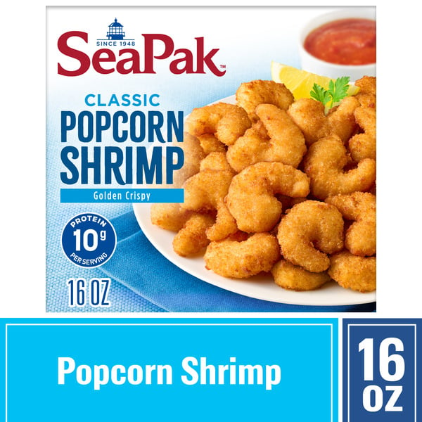 Frozen Meat & Seafood SeaPak Popcorn Shrimp with Oven Crispy Breading, Delicious Seafood hero