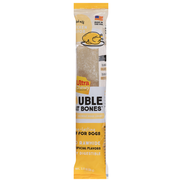 Dog Food & Care Ultra Chewy Treat Bones, Chicken Flavor, Double hero