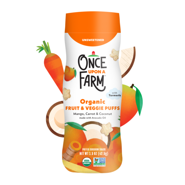 Once Upon a Farm Organic Baby Puffs, Mango, Carrot & Coconut hero