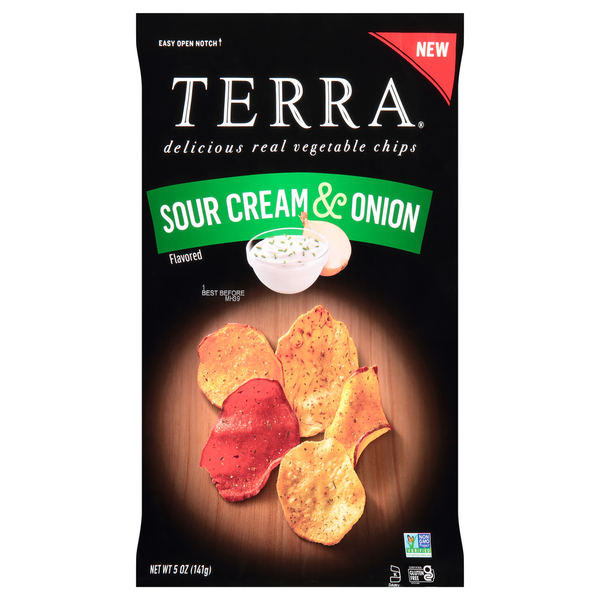 Chips & Pretzels TERRA Vegetable Chips, Real, Sour Cream & Onion Flavored hero