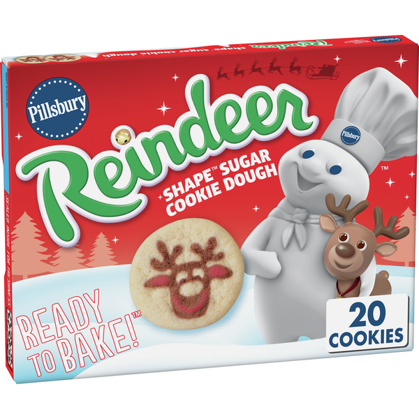 Cookies & Cakes Pillsbury Ready To Bake Reindeer Shape Sugar Cookie Dough hero