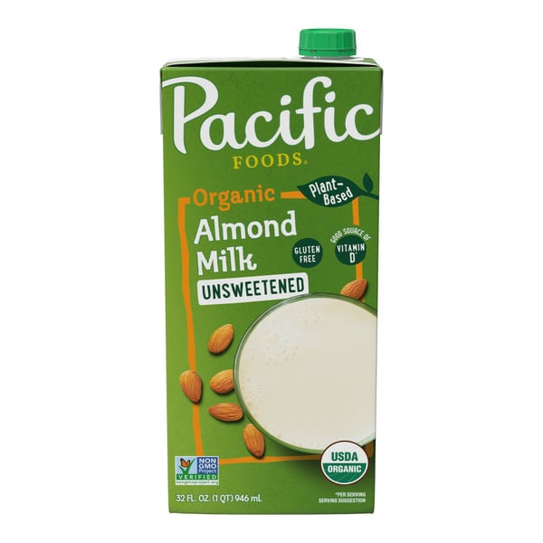 Shelf-Stable Milks Pacific Foods Foods Organic Unsweetened Almond Original Plant Based Beverage hero