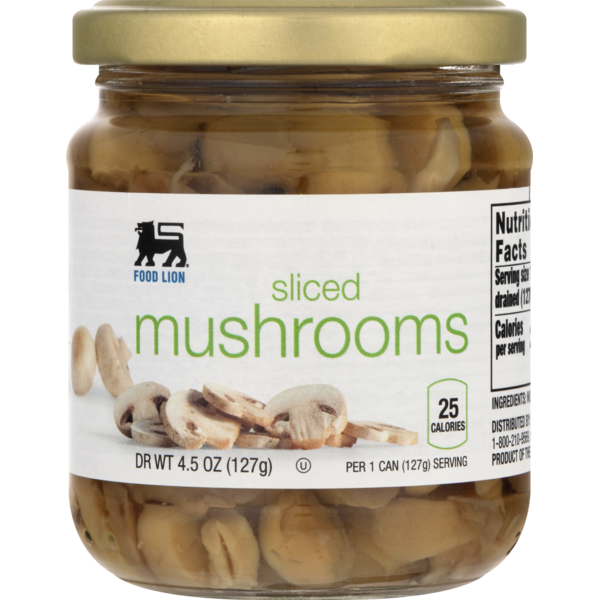 Canned & Jarred Vegetables Food Lion Mushrooms, Sliced, Jar hero