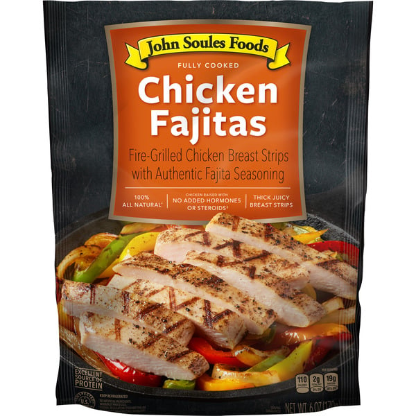 Ribs, BBQ & Prepared Meats John Soules Foods Chicken Fajita Strips, Refrigerated hero