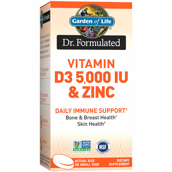 Vitamin D Garden of Life Vitamin D3 5,000 IU & Zinc, Small Tabs hero