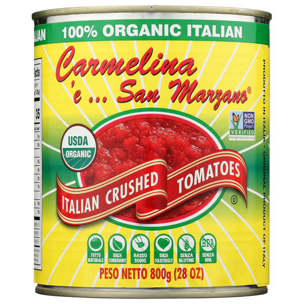 Carmelina E San Marzano Tomatoes Crshed Puree Org hero