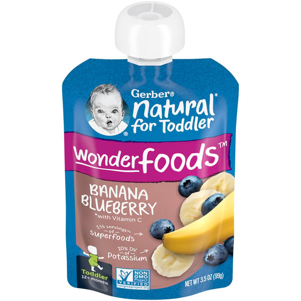 Baby Food & Formula Gerber 2nd Food Wonderfoods Banana Blueberry Clean Label Project Pouch hero