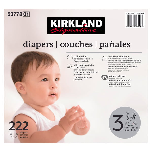 Diapers & Wipes Kirkland Signature Diapers, Size 3, 222 ct hero