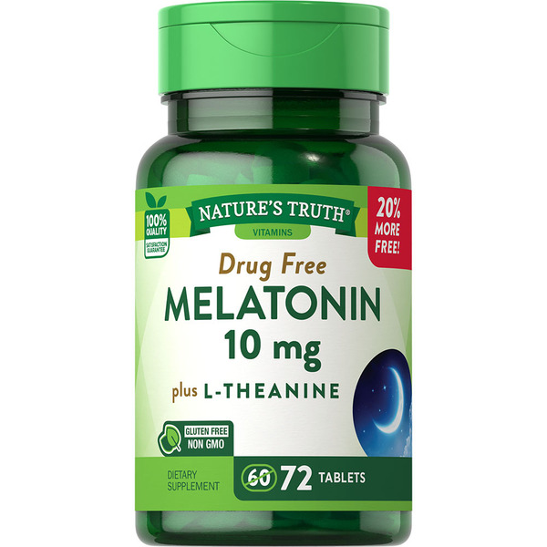 Nature's Truth Melatonin + L-Theanine, 10 mg Tablets hero