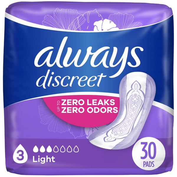 Stress & Sleep Aids Always Discreet Pads, Light Absorbency, Regular Length hero