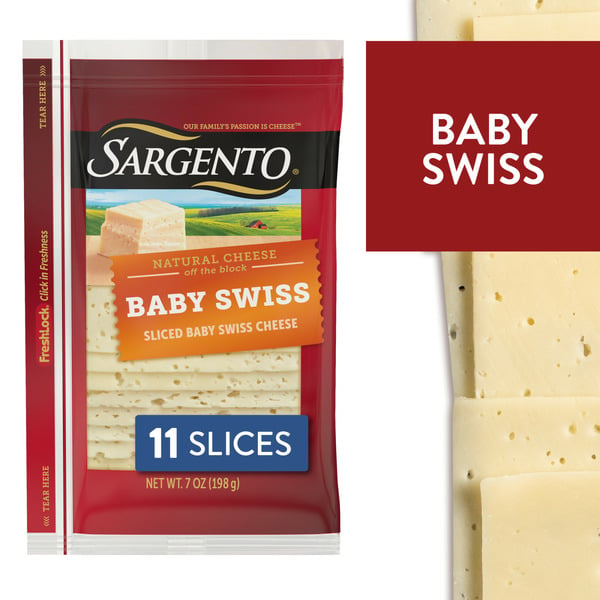 Packaged Cheese Sargento Sliced Baby Swiss Natural Cheese hero