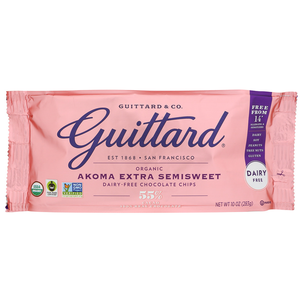 Guittard Organic Ft Akoma Extra Semisweet Chocolate Chips 55% Cacao 10 Oz Bag - Oppr 2089 hero