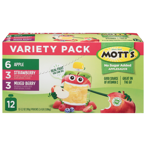 Canned & Jarred Vegetables Mott's Applesauce, Apple, Strawberry, Mixed Berry, Variety Pack hero