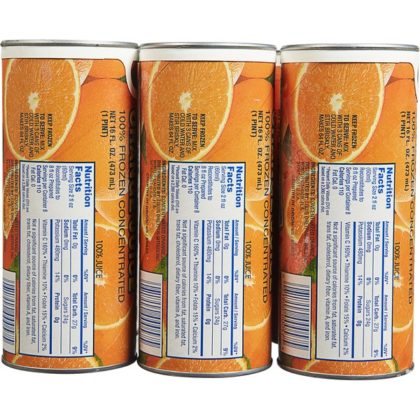 Sunshine Orange Juice, 100% Frozen Concentrated, 16 fl oz, 6 ct
