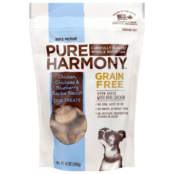 Dog Food & Care Pure Harmony Dog Treats, Super Premium, Chicken, Chickpea & Blueberry Recipe Biscuit hero