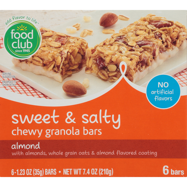 Energy & Granola Bars Food Club Sweet & Salty Almond With Almonds, Whole Grain Oats & Almond Flavored Coating Chewy Granola Bars hero