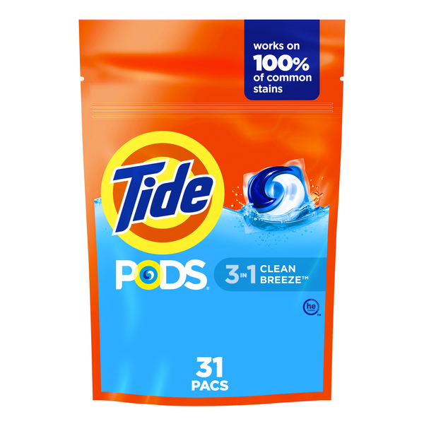 Laundry Tide PODS Laundry Detergent Soap Pacs, HE Compatible, Clean Breeze hero