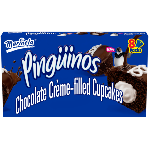 Latino Foods Bimbo  Pingüinos, 8 packs, Chocolate Crème Filled Cupcakes hero