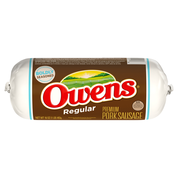 Hot Dogs, Bacon & Sausage Owen's Pork Sausage, Premium, Boldly Seasoned, Regular hero