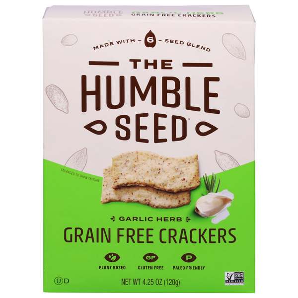 Crackers The Humble Seed Crackers, Grain Free, Garlic Herb hero